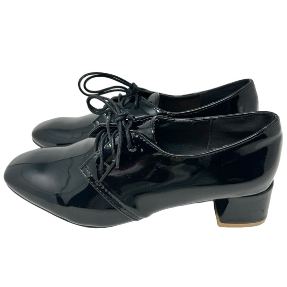 Women's Block Heel Oxford Patent Leather Pumps - Picture 1 of 5